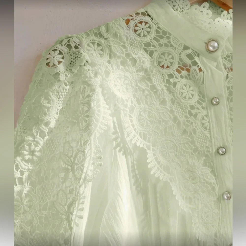 Elegant Lace Green Blouse